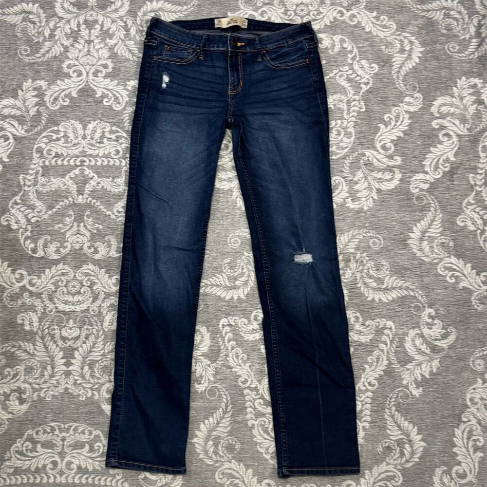 Hollister Women's Size 7 Blue Skinny Ripped Jeans Medium Wash
